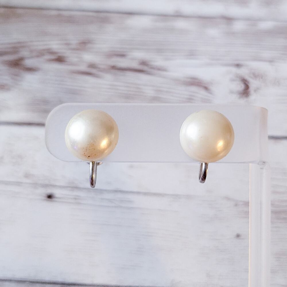Vintage Screw Back Earrings Pearlescent - Condition Issues